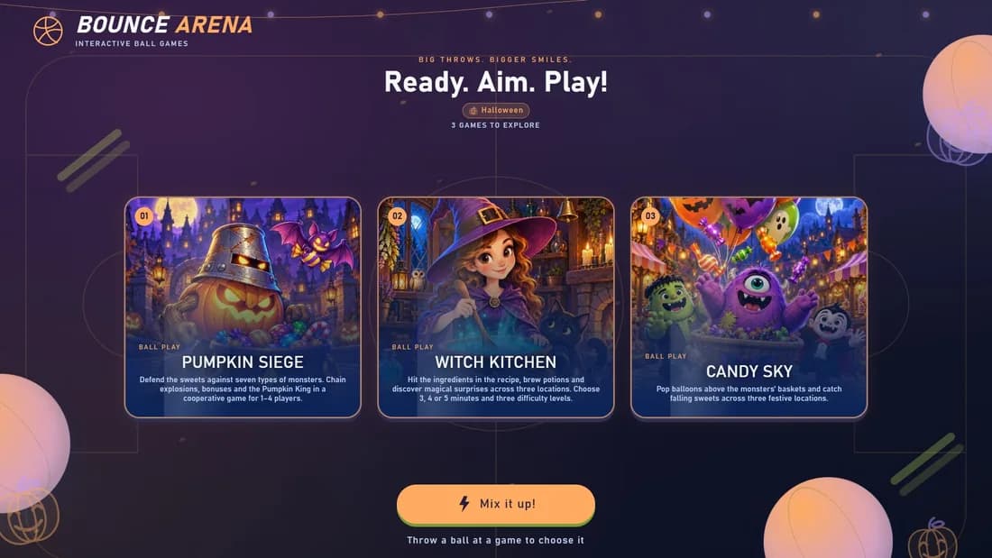 Halloweenské menu pro Ball vs. Wall